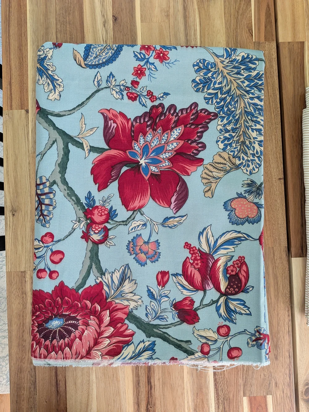 Upholstery Fabric 2+ Yards Braemore Textiles Floral Duck Egg Blue Pomegranate